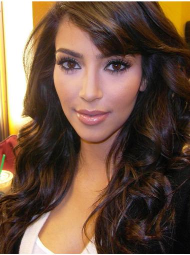 With Bangs 16" Wavy New Brown Kim Kardashian Wigs