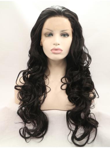 Black Long 28 Inches Natural Looking Lace Front Wigs