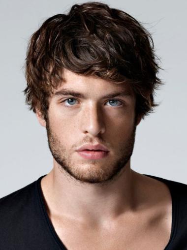 Straight 100% Hand-Tied Short Fabulous Real Hair Wigs For Young Men