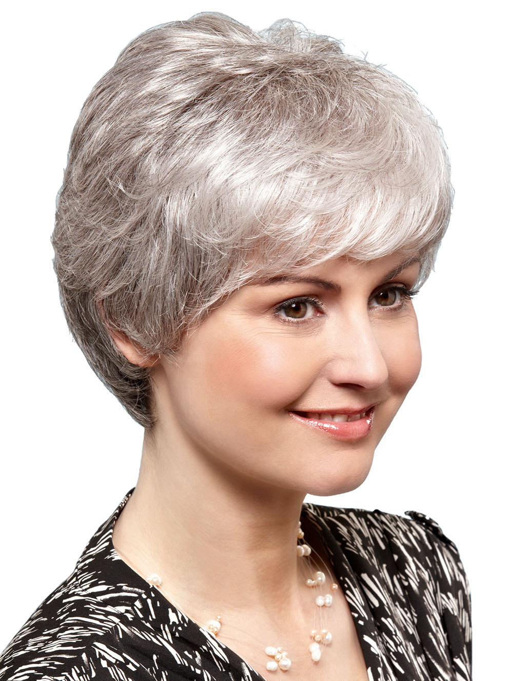 Short 8" 100 Handtied Synthetic Ladies Grey Wigs
